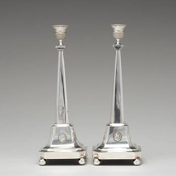 A pair of 18th century silver candlesticks, mark of Nils Tornberg 1797.