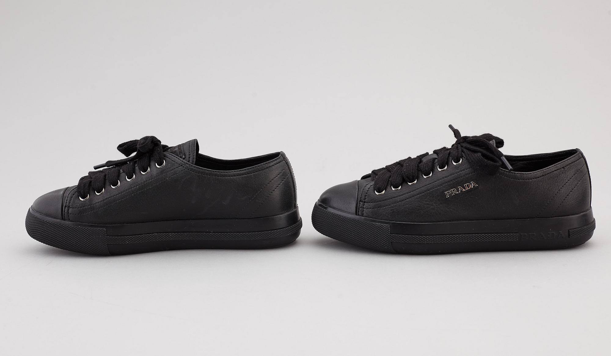 PRADA, two pairs of leather sneakers, size 35,5.