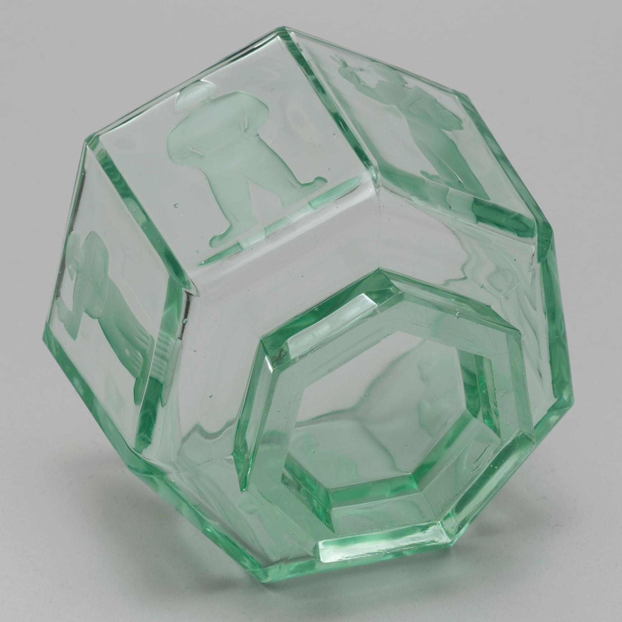 BOWL, glass, "Seitsemän veljestä"(Seven brothers). Riihimäki Lasi, 1930/40's.