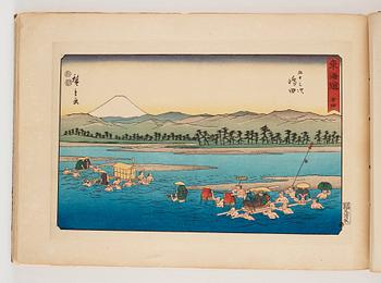 Ando Utagawa Hiroshige (1797-1858) efter, färgträsnitt. Japan, 1900-talets mitt. Album med 37 blad.