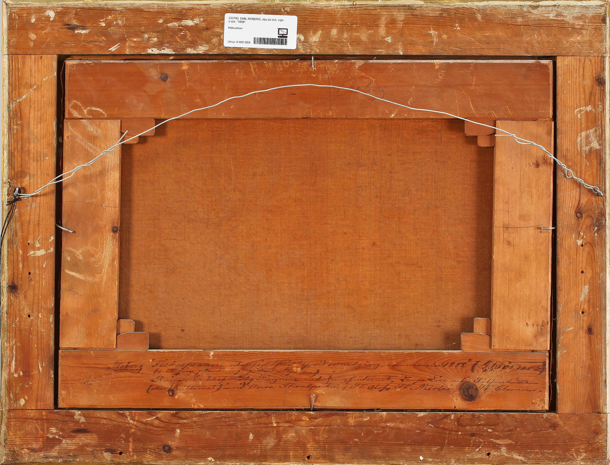 EMIL ROBERG, olja på duk, sign. o dat. "1858".