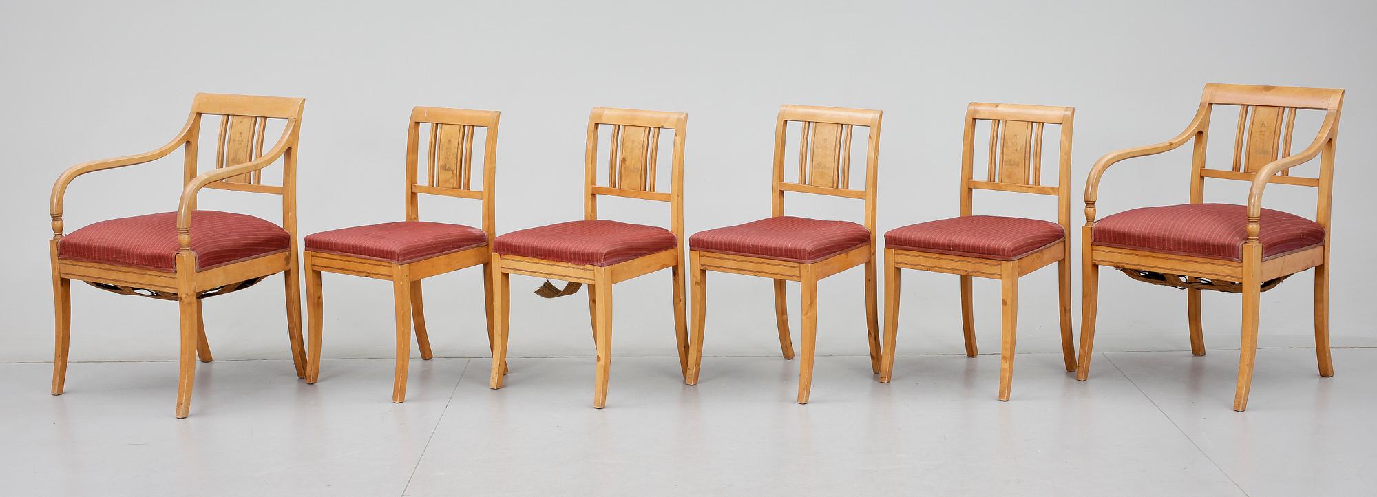 SALONGSGRUPP, 7 delar, Karl Johanstil, 1800/1900-tal.