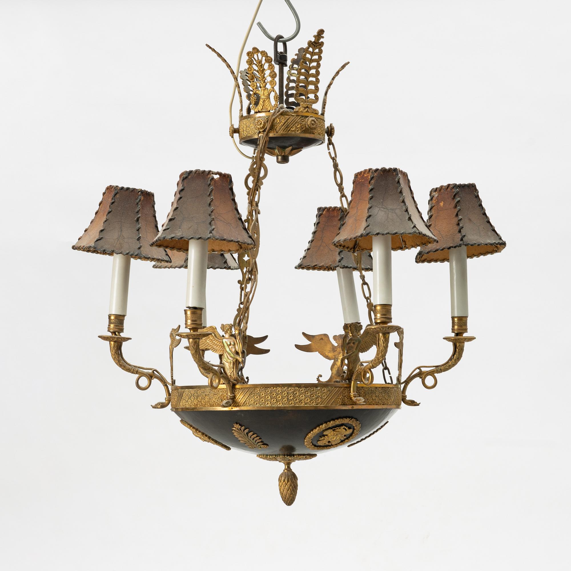 Hanging lamp, Empire style, circa 1900.