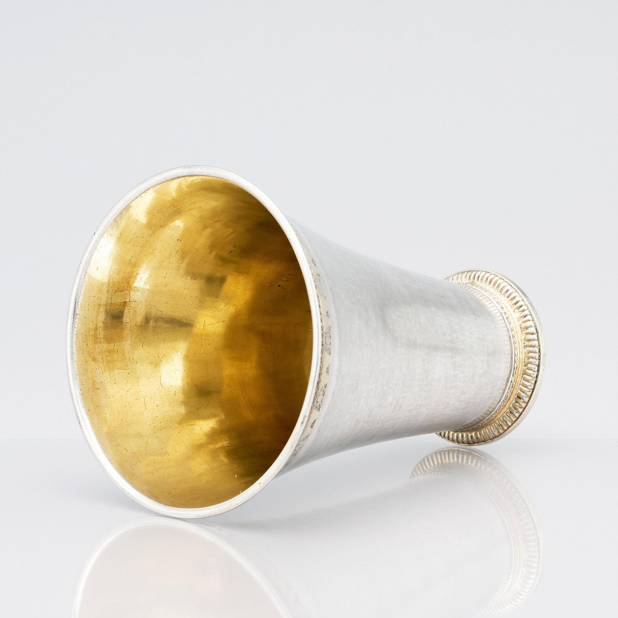 A Swedish 18th Century parcel-gilt silver beaker, mark of Henrik Nourin, Norrköping 1753.