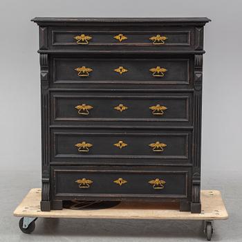 A painted chest of drawers, late 19th Century.