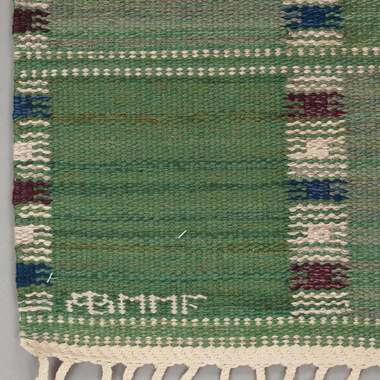 Barbro Nilsson, A CARPET, "Falurutan grön I", flat weave, ca 233 x 157,5 cm, signed AB MMF BN.