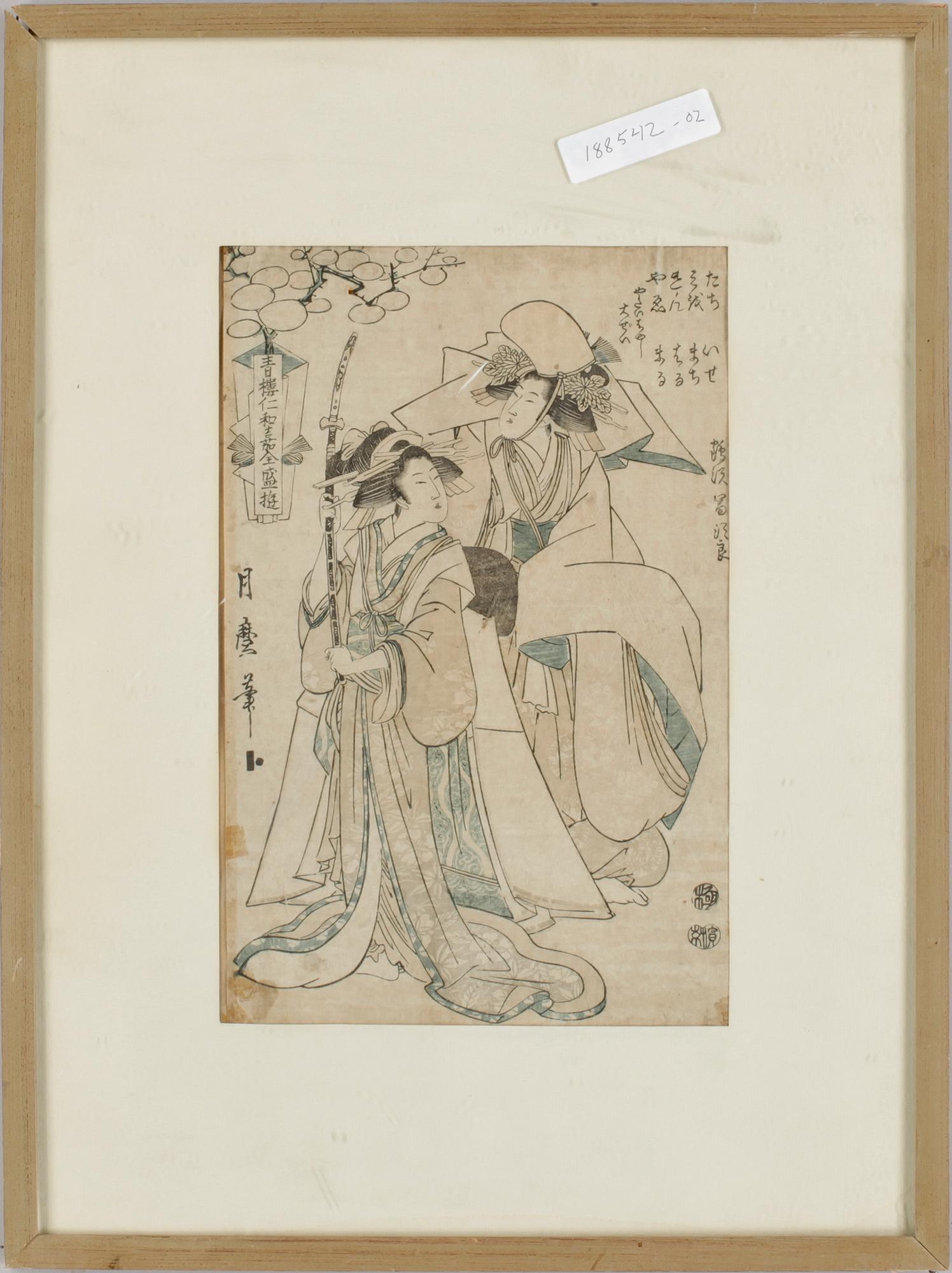 KITAGAWA TSUKIMARO, träsnitt, Japan, 1800-talets första hälft.