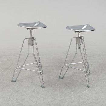 A pair of 'Dulton stools' by Yasu Sasamoto.