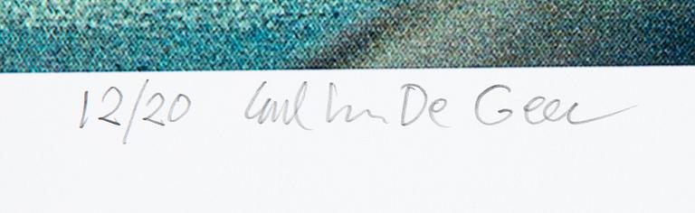 Carl Johan De Geer, lithograph in colours, signed 12/20.