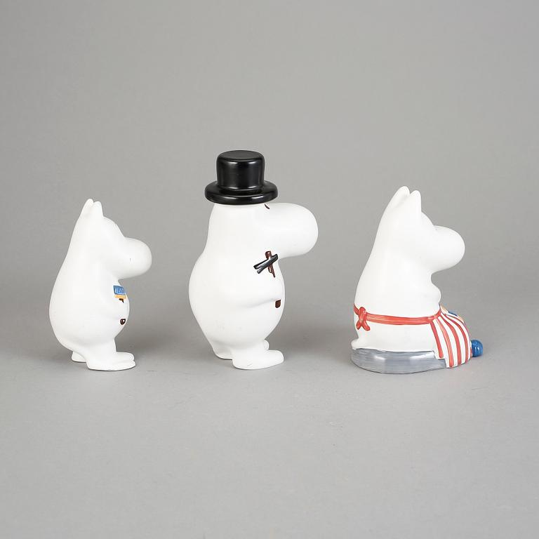 FIGURINER, 3 st, keramik, "Mumin",  Arabia, 1900-talets slut.