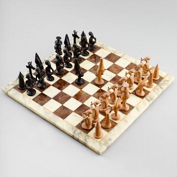 SCHACKSPEL, marmor, 1900-talets andra hälft.