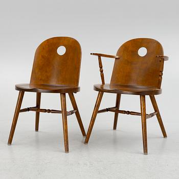 Uno Åhrén, four chairs and a pair of armchairs, model "203"/"Stockholm", Gemla, Diö, Sweden, 1930's.