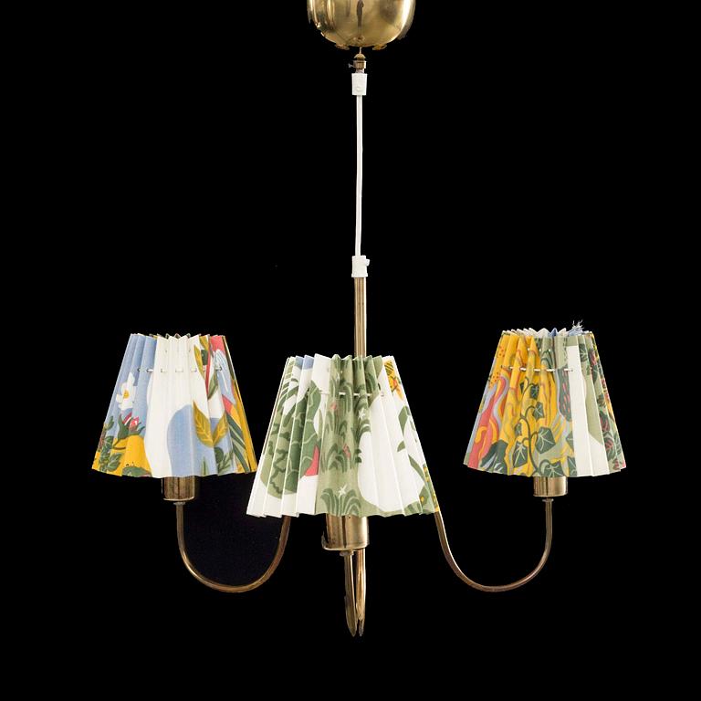 JOSEF FRANK, a set of one brass pendant and one walllamp.