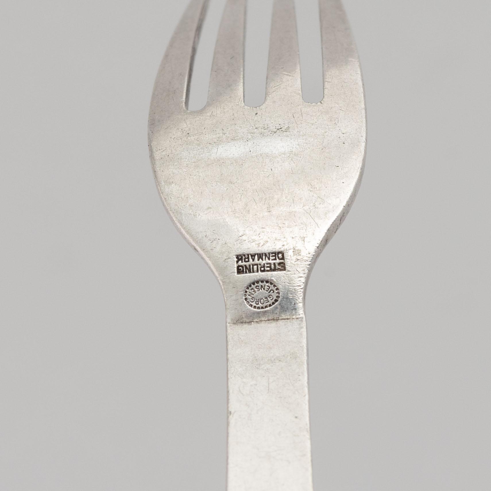 Harald Nielsen, cutlery, 7 pieces, sterling silver, model Pyramid, Georg Jensen/Georg Jensen & Wendel, Denmark.
