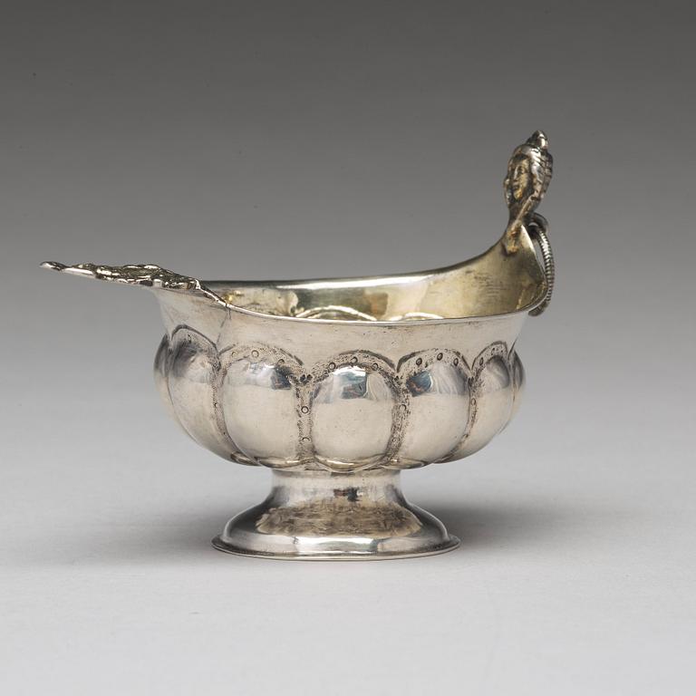 A Swedish 18th century parcel-gilt silver brandy-bowl, mark of  Johan Leffler, Falun 1768.