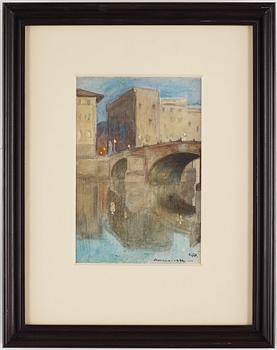 Georg Pauli, Ponte Santa Trinita, Florens, skymning.