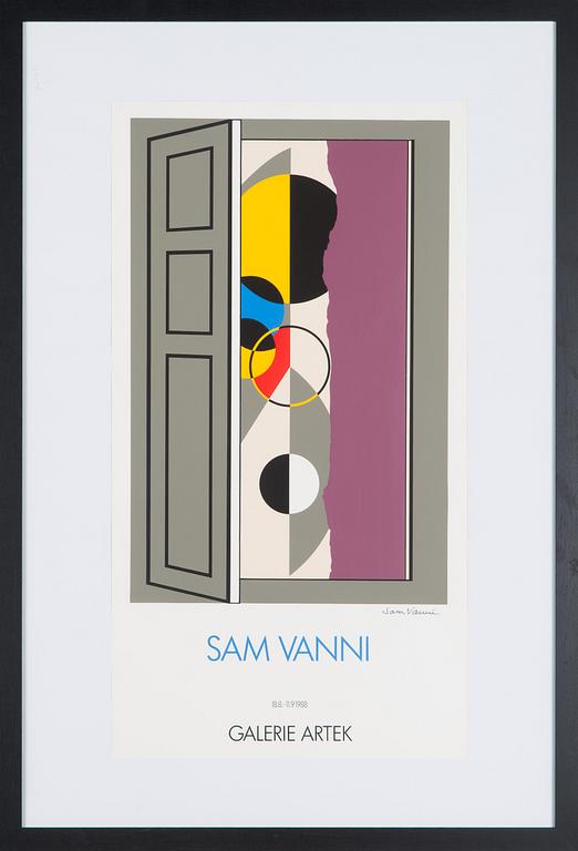 Sam Vanni, serigrafia, näyttelyjuliste, signeerattu Sam Vanni.