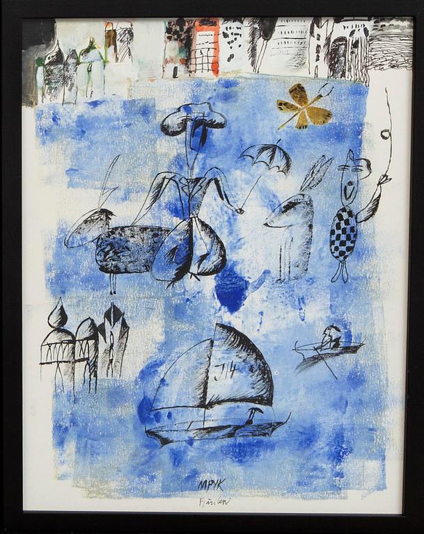 Madeleine Pyk, gouache signerad.