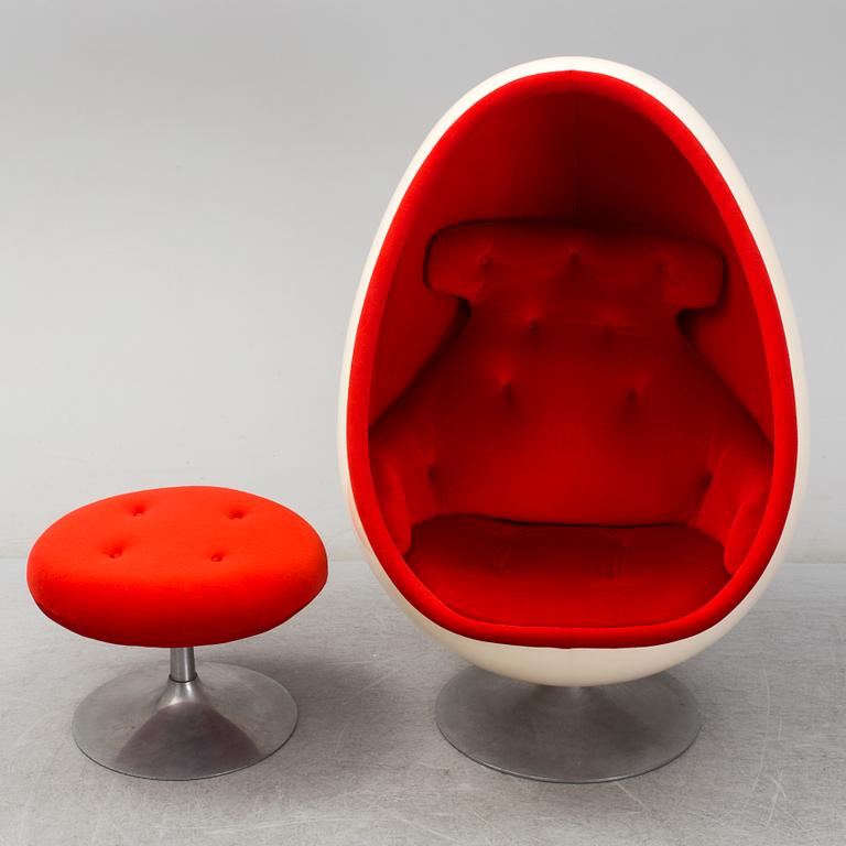 A Henrik Thor-Larsen "Ovalia" easy chair and stool, Torlan, Staffanstorp, Sweden 1960-70's.