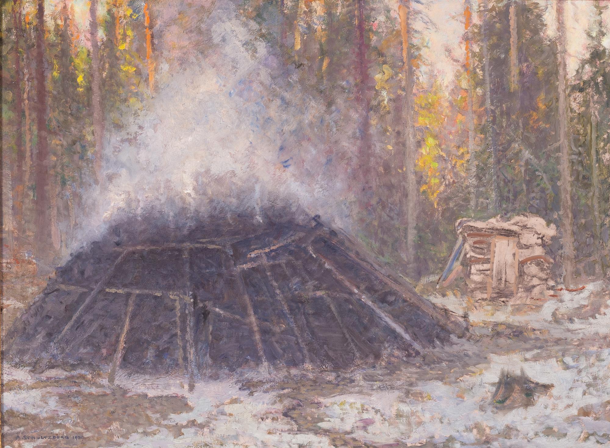 Anshelm Schultzberg, "I Kolskogen, motiv fr. Ulvshyttan".