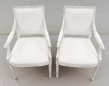 KARMSTOLAR, 1 par, gustaviansk stil, 1900-talets andra hälft.