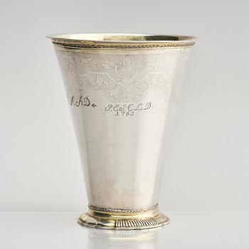 A Swedish parcel-gilt silver beaker, mark of Christoffer Wasserman, Lindesberg 1763.