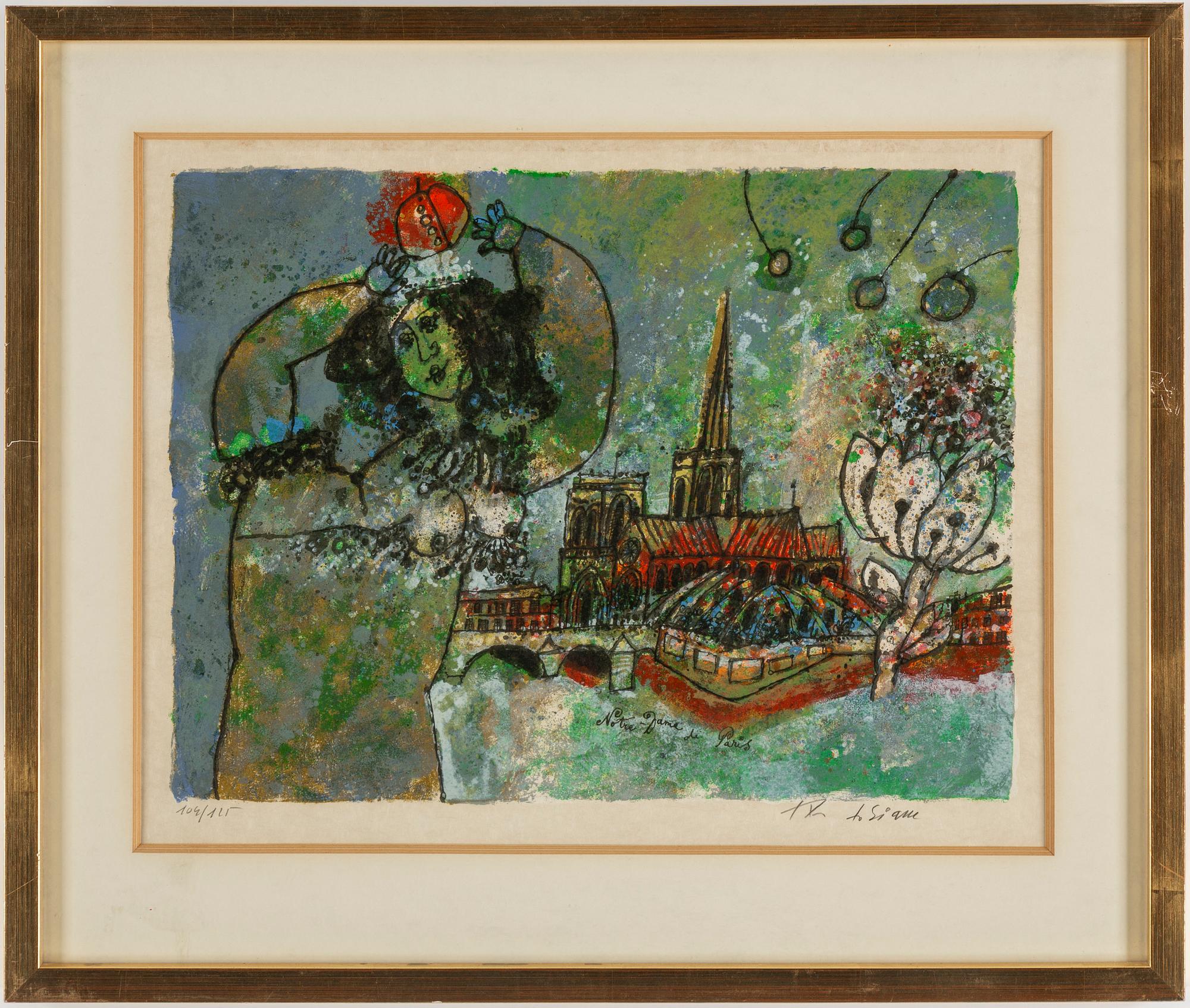 Three signed Theo Tobiasse lithographs.