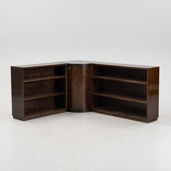 A three piece stained birch book case, 1930s.