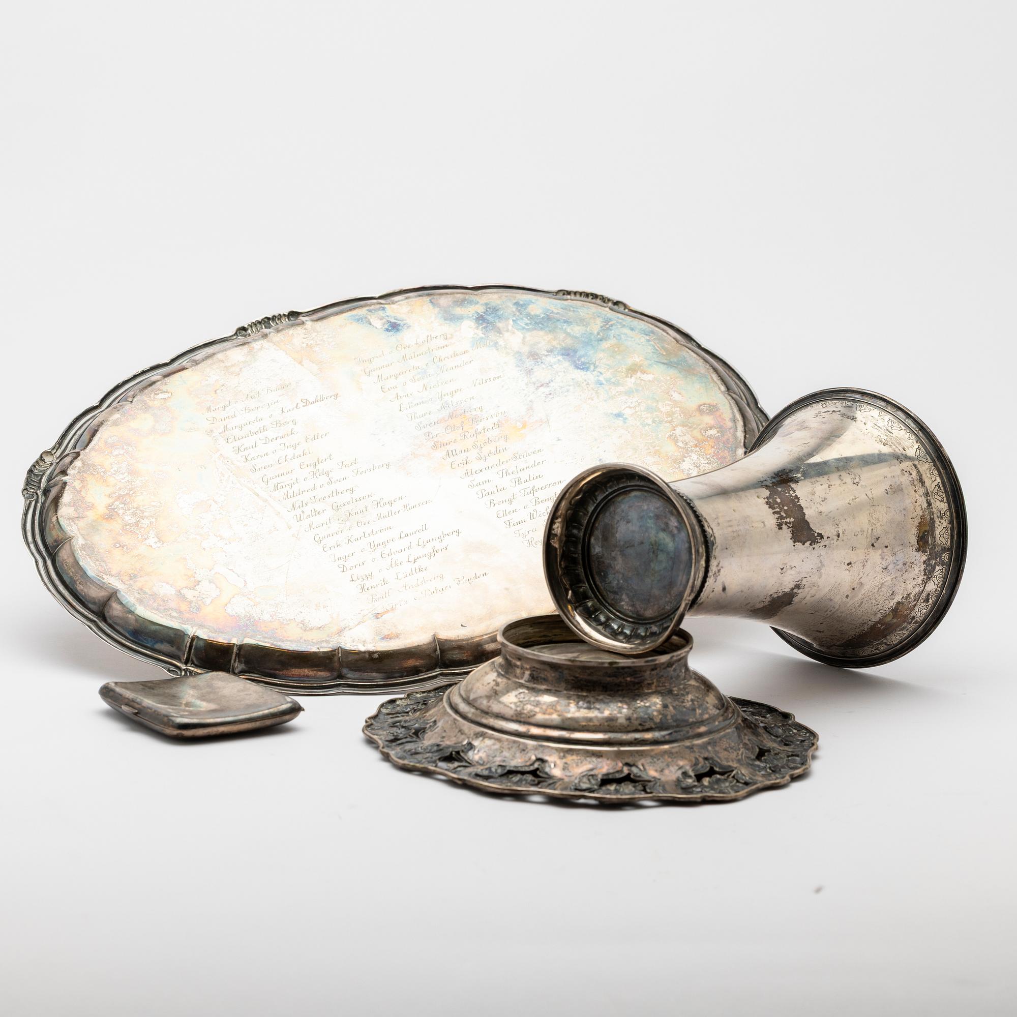 Various silver, 4 pieces, 20th century.