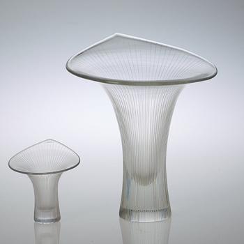 Two Tapio Wirkkala 'Kantarelli' glass vases, Iittala, Finland.