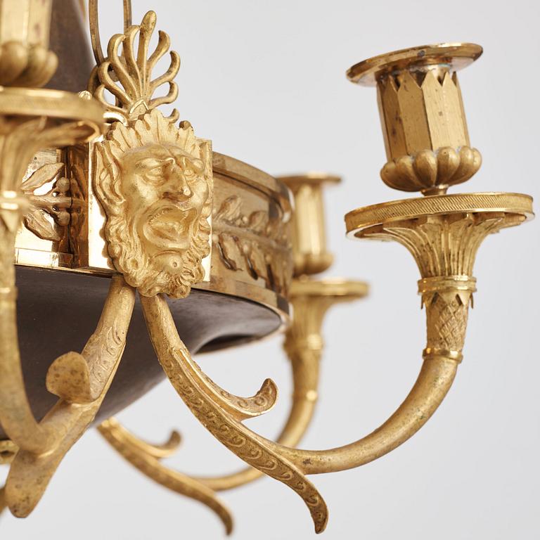 A Swedish Empire 19th century six-light hanging-lamp.