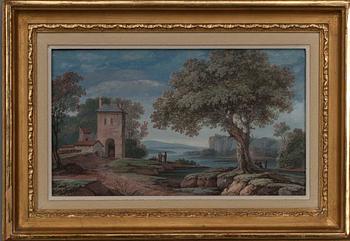 TUNTEMATON/OKÄND/ UNKNOWN, LANDSKAP, Gouache, 1800-talets början, sign. MC.