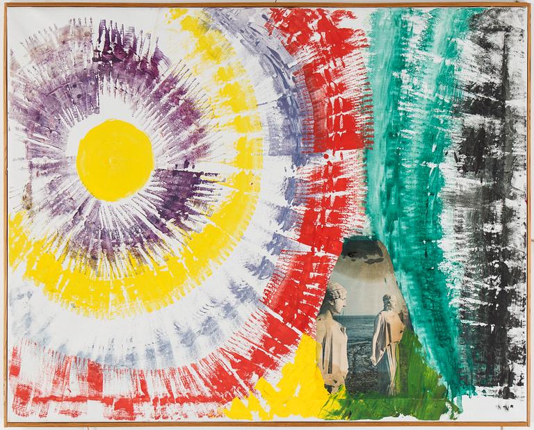 ARNE NILSSON, olja på duk/collage, ej signerad.