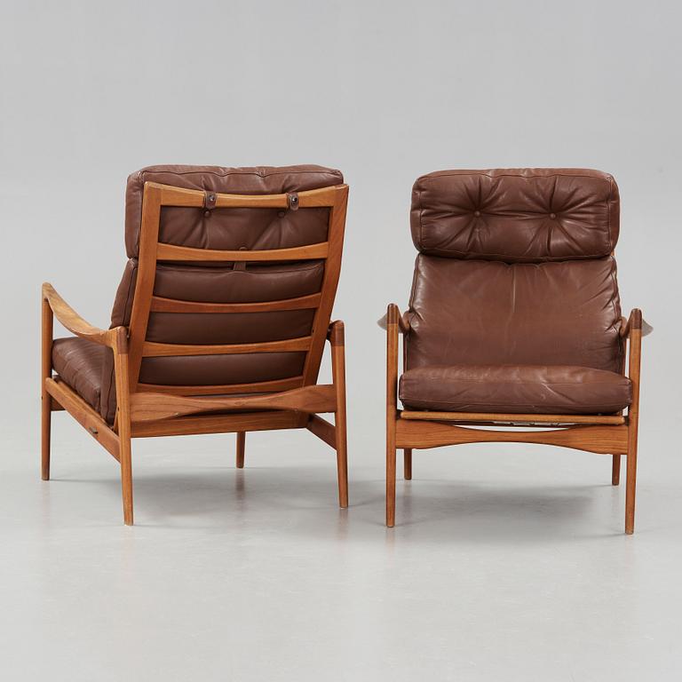 Ib Kofod-Larsen, a pair of 'Kandidaten' easy chairs, OPE Möbler, Sweden 1960's.