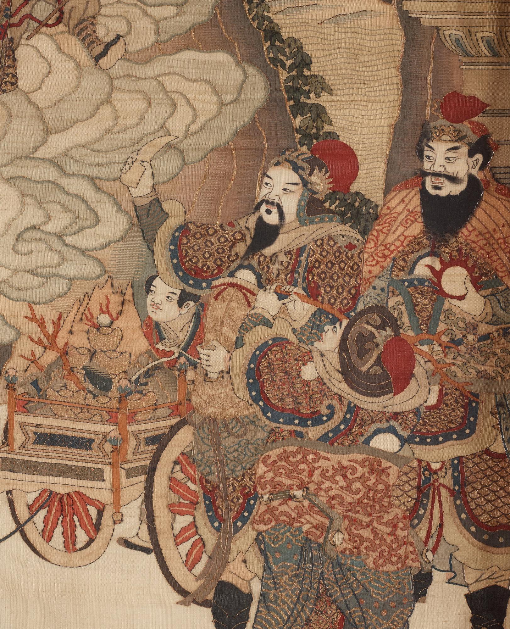 A kesi silk 'Immortals' panel, Qing dynasty, 19th 
century.