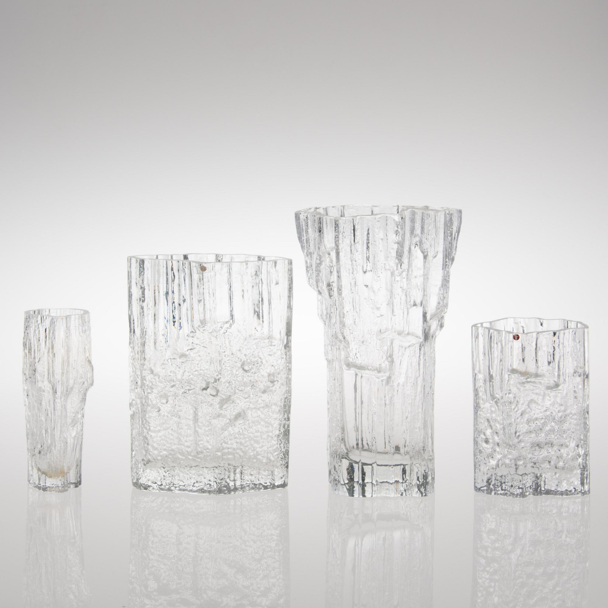 Four glass vases, Iittala, 1960s/1970s.
