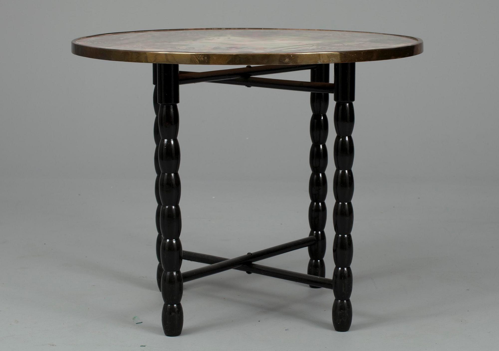 TOBAKSBORD, trä samt glas, 1920-tal.