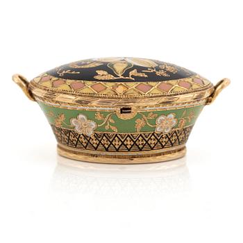 170. Fickur i form av korg, guld och emalj, Genève, Schweiz, tidigt 1800-tal.