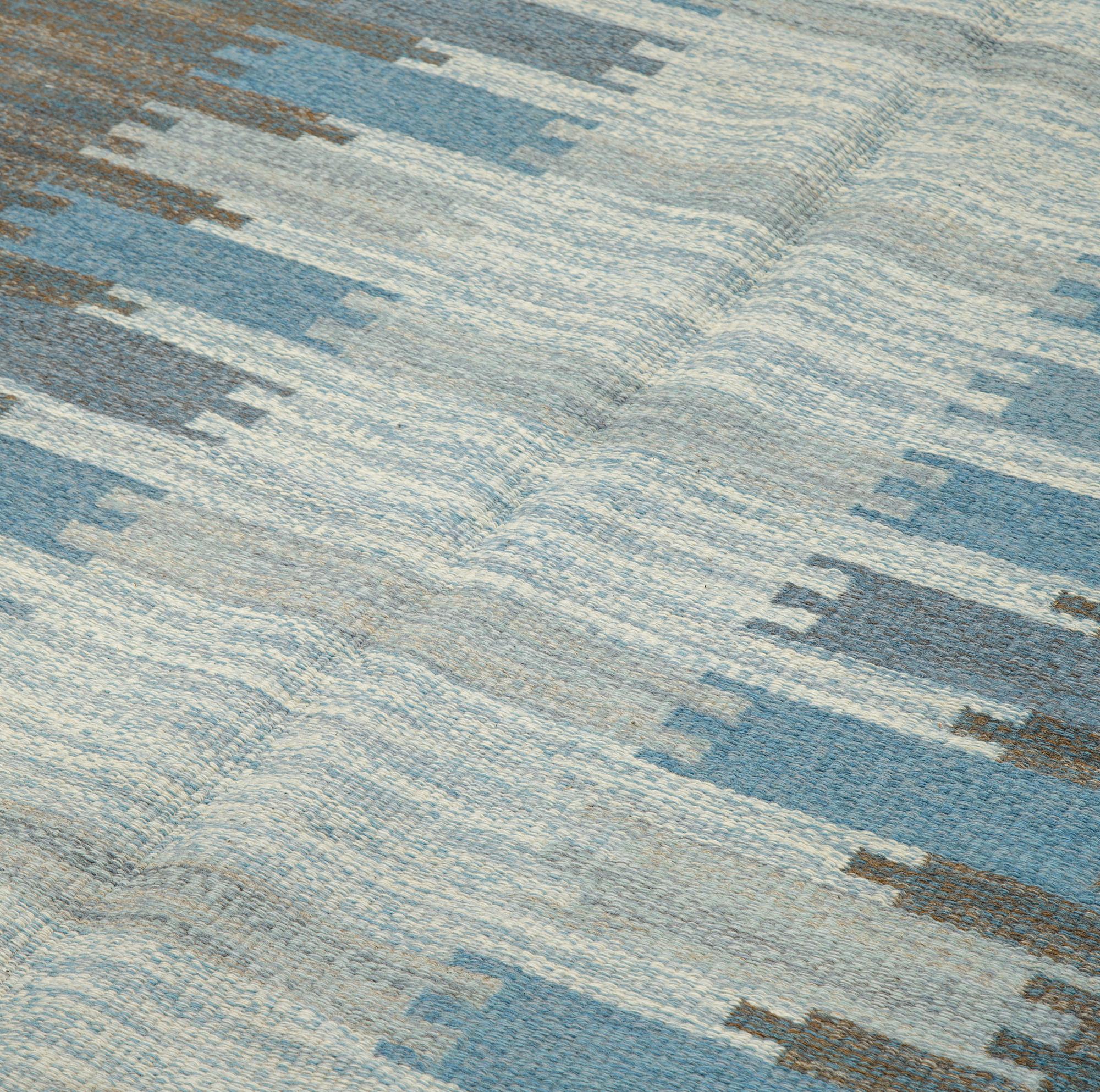 A carpet, flat weave, ca 245 x 154-155 cm, signed ML, Kasthall.