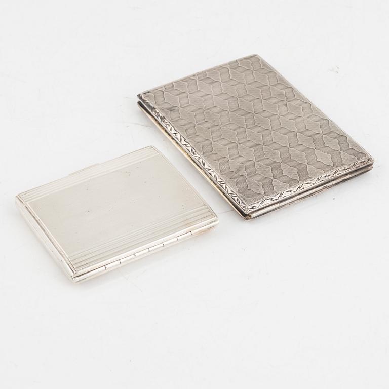 Cigarette cases, 2 pcs, 925 and 835 silver respectively.