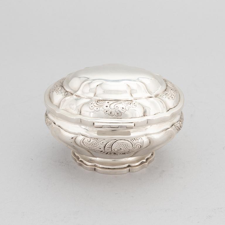 A silver sugarbox by Clement, Copenhagen 1880.