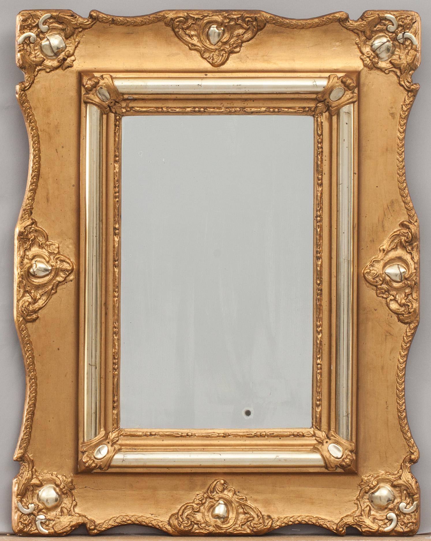 SPEGEL/RAM, rokokostil, förgylld. 1800/1900-tal.
