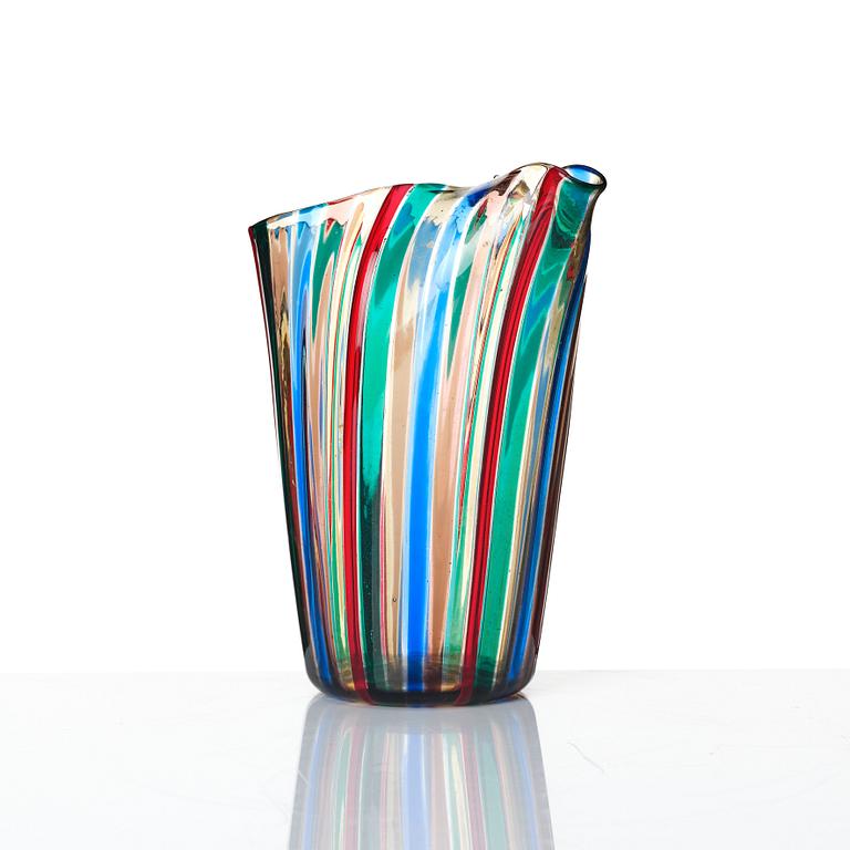 Gio Ponti, a 'Canne' glass pitcher and 9 glasses, Venini, Murano, Italy 1950-60s.