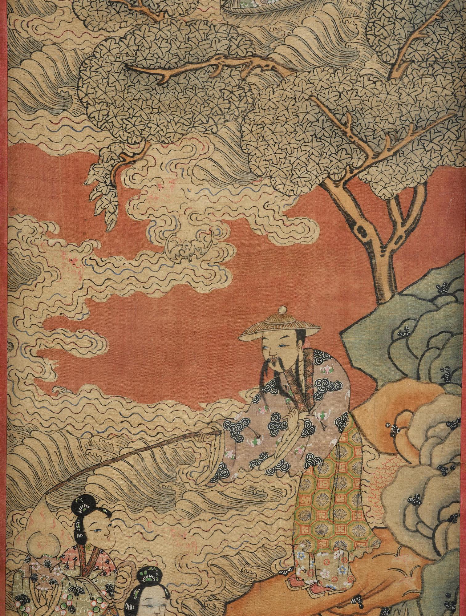 A set of four kesi panels depicting Xiwangmu and the daoist Immortals, late Qing dynasty.