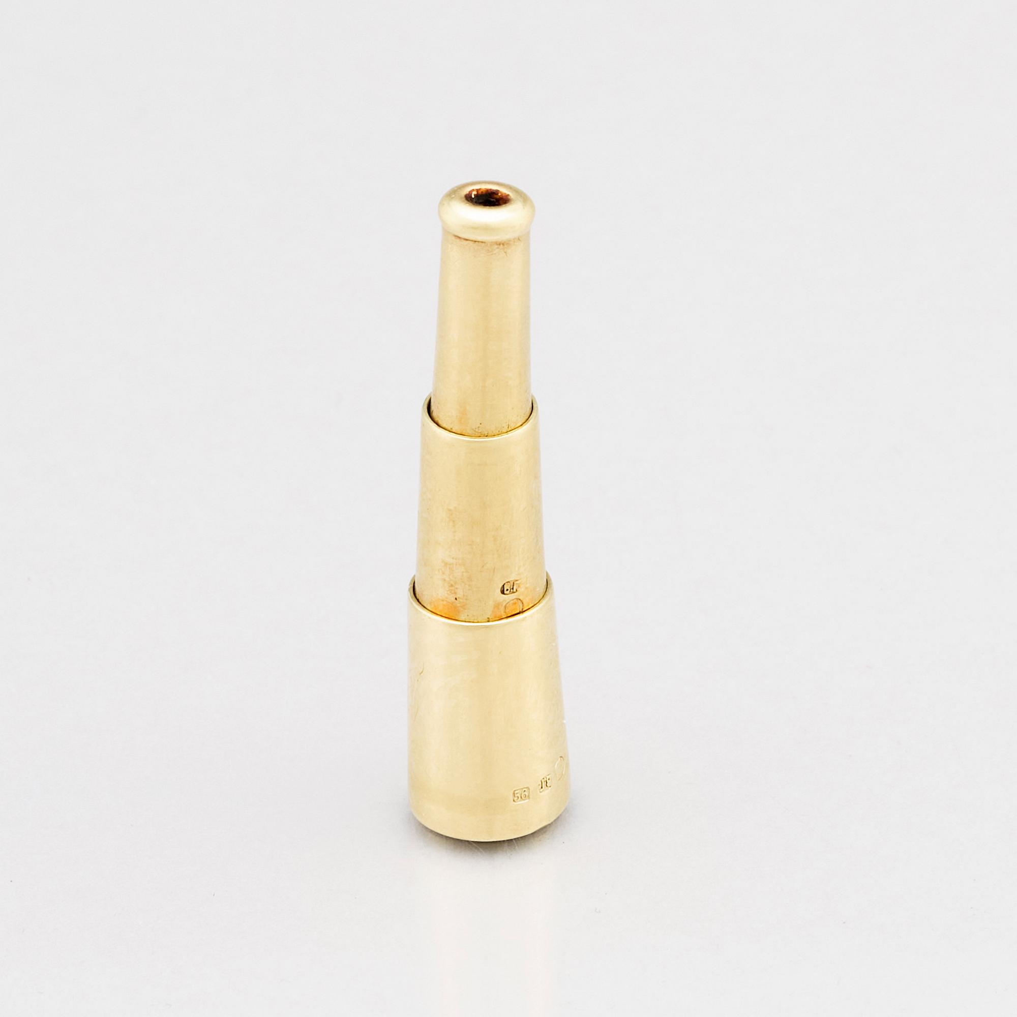 A jeweled gold pendant locker, with a cigarette holder, St. Petersburg 1908-1917.