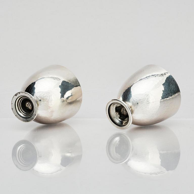 Georg Jensen, a pair of silver casters, design Johan Rohde, Copenhagen 1915-1921.