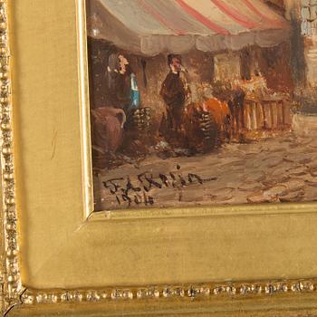 Unknown master, oil on panel, signed F.L. Rezin.