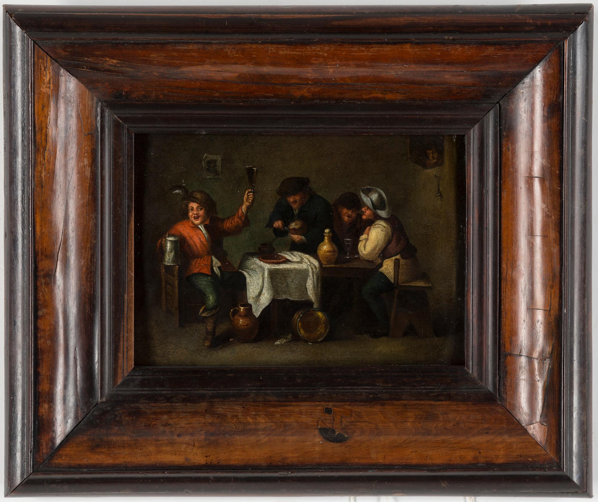 ADRIAEN BROUWER, Hans efterföljd, 1700-tal. Olja på pannå.