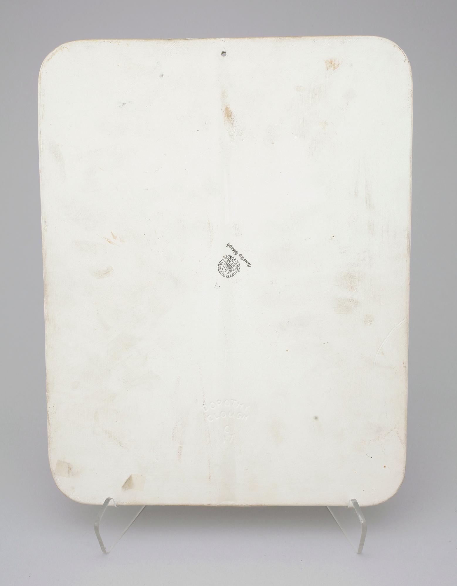 VÄGGPLAKETT, keramik, Dorothy Clough, Upsala-Ekeby, 1900-talets mitt.