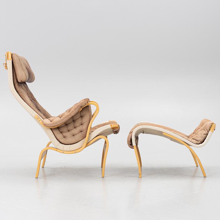Bruno Mathsson, a 'Pernilla' armchair and ottoman, Dux.